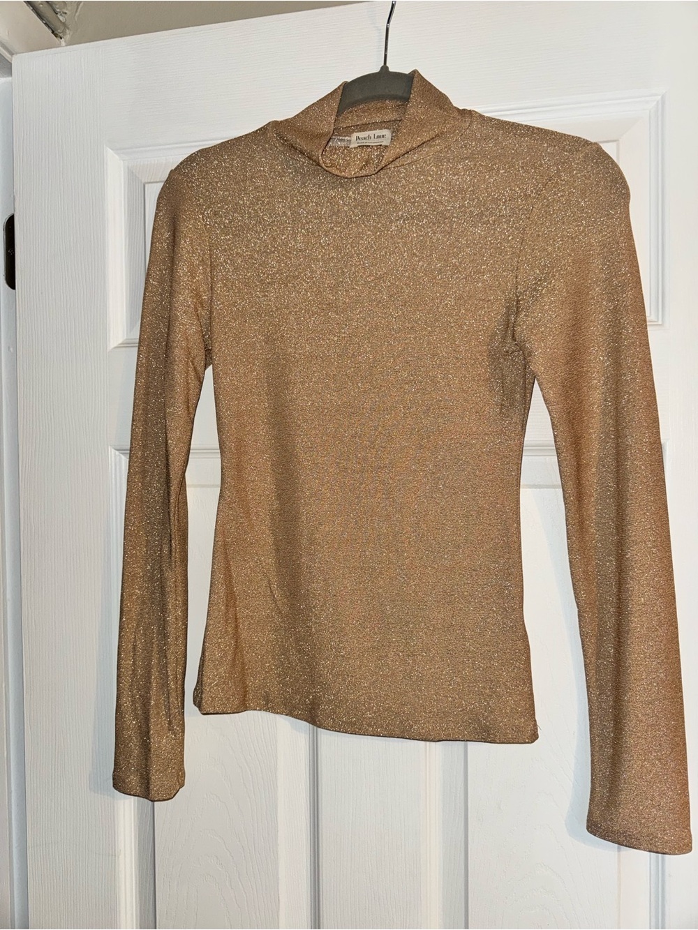 Peach Love California Shimmery Bronze Long Sleeve Mock Neck Top